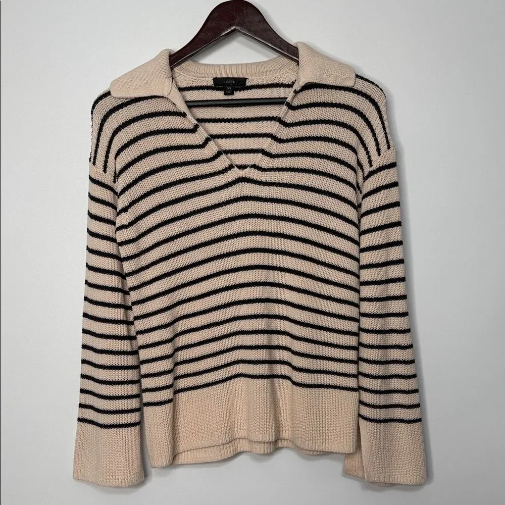 J. Crew Relaxed collared sweater in stripe XS